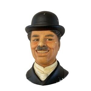 Signed Vintage 1984 Legend Products Charlie Chaplin Bust Chalkware Head England